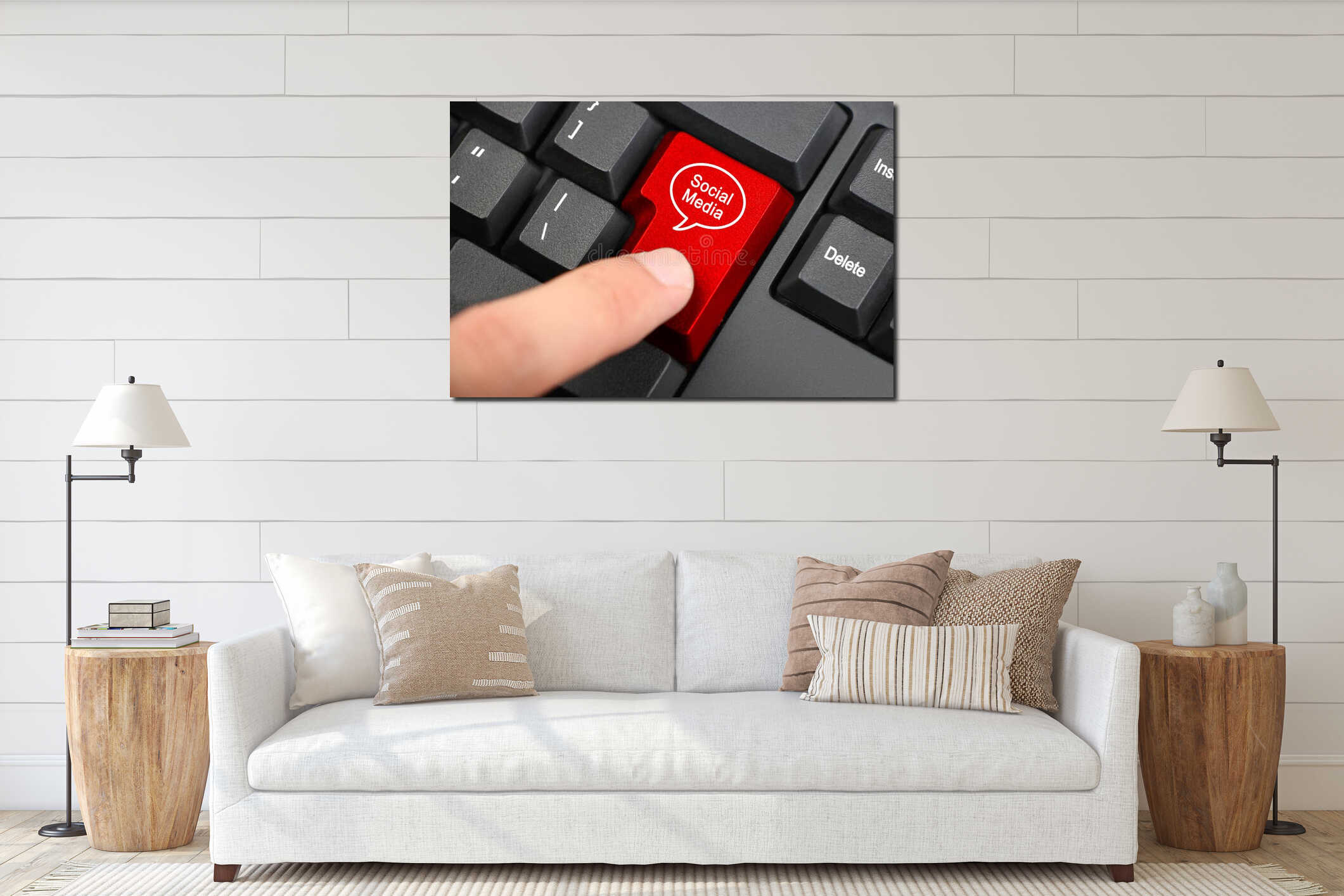 Canvas hanging interior mockup