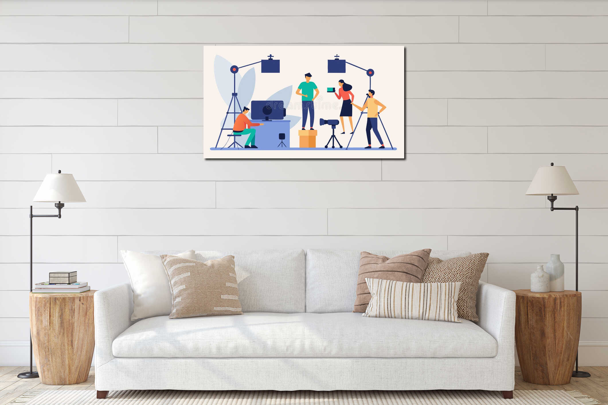 Canvas hanging interior mockup