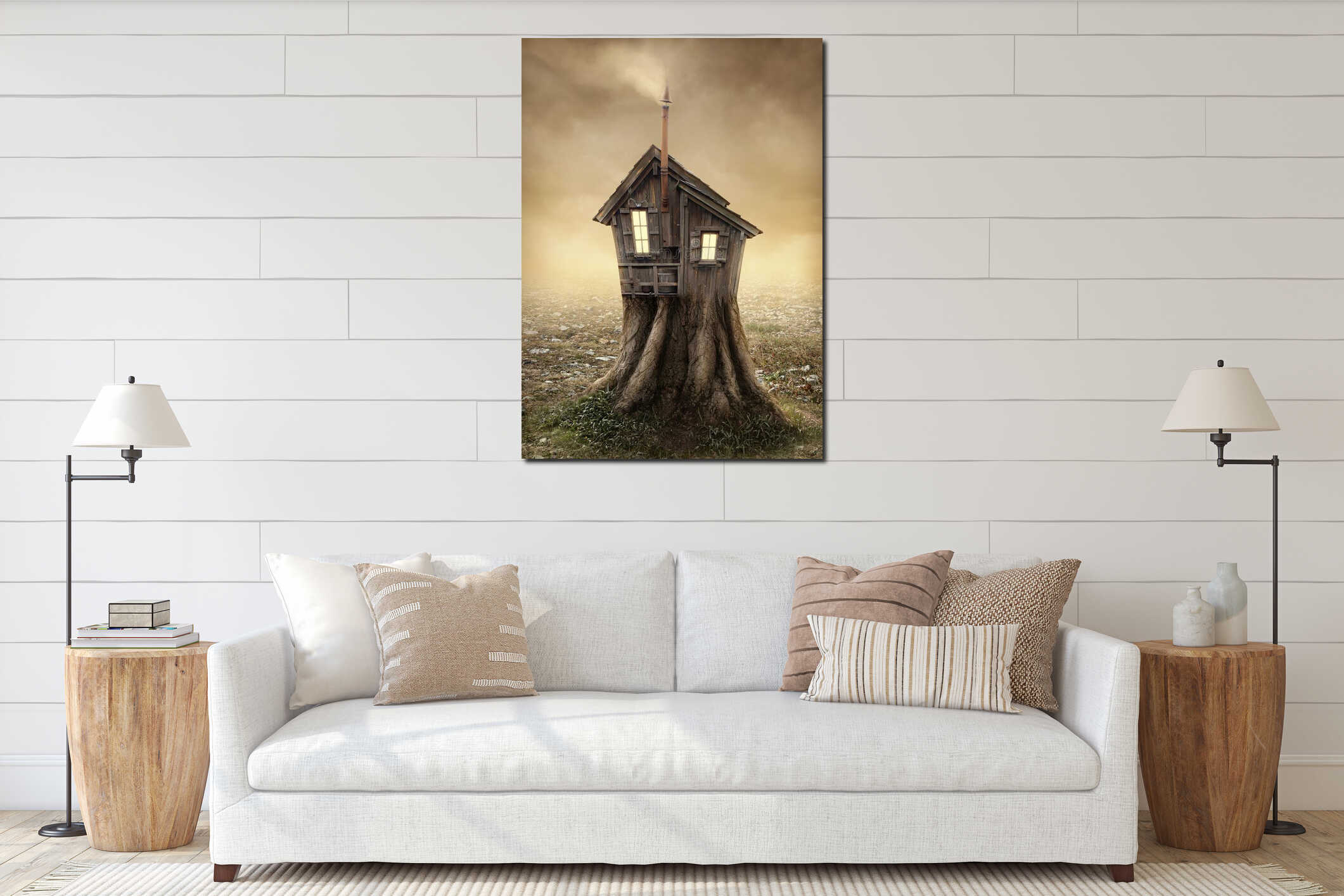 Canvas hanging interior mockup