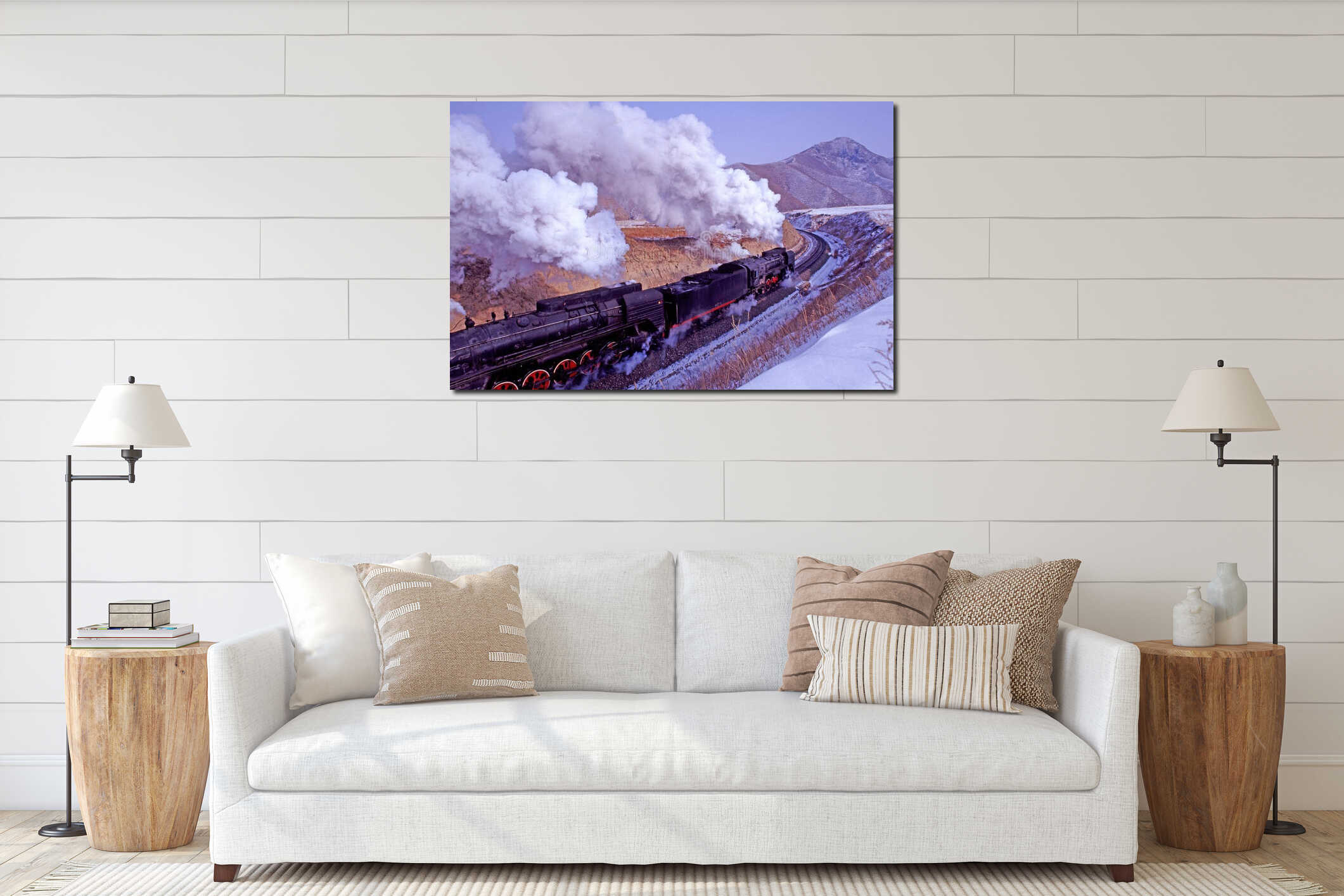 Canvas hanging interior mockup