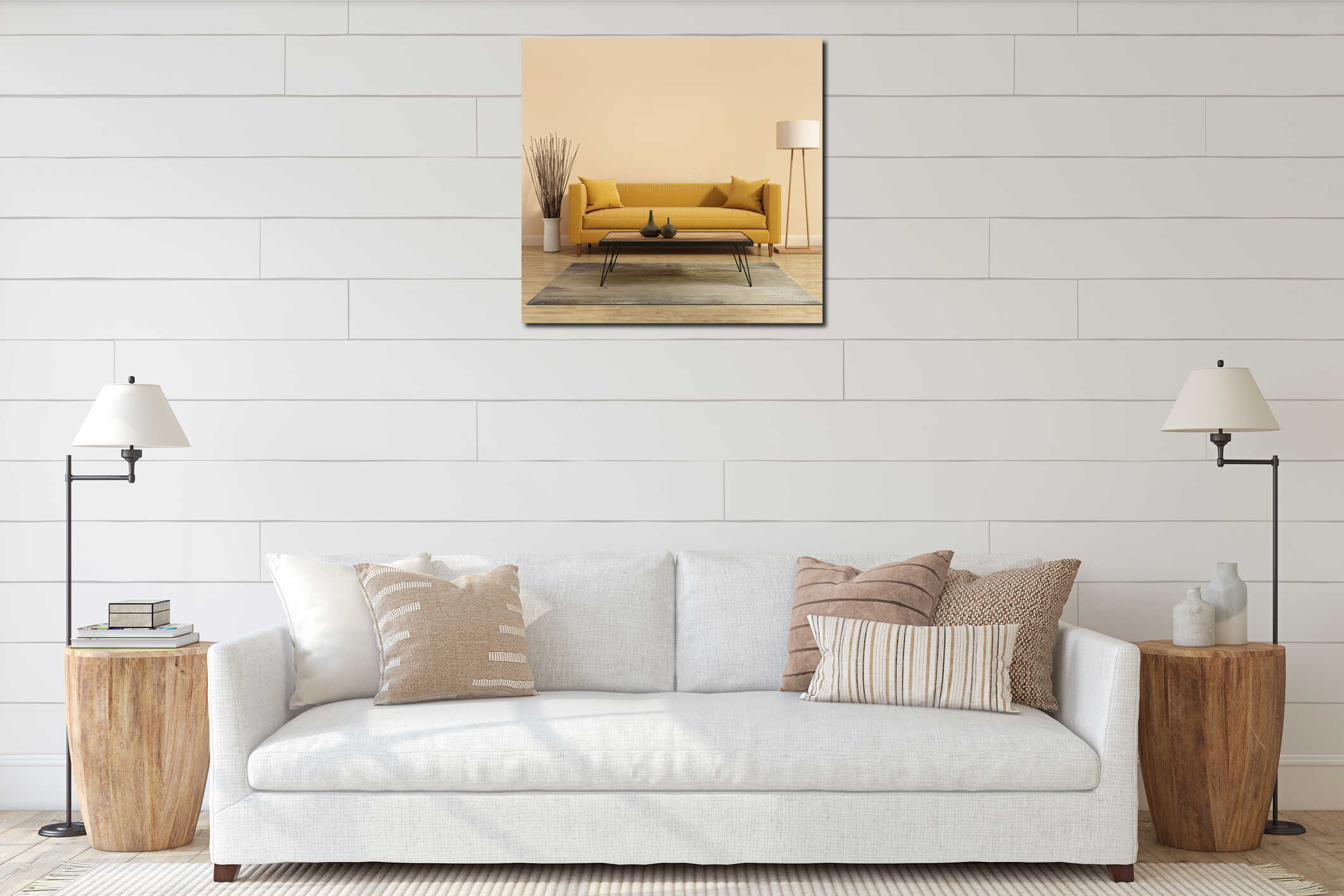 Canvas hanging interior mockup