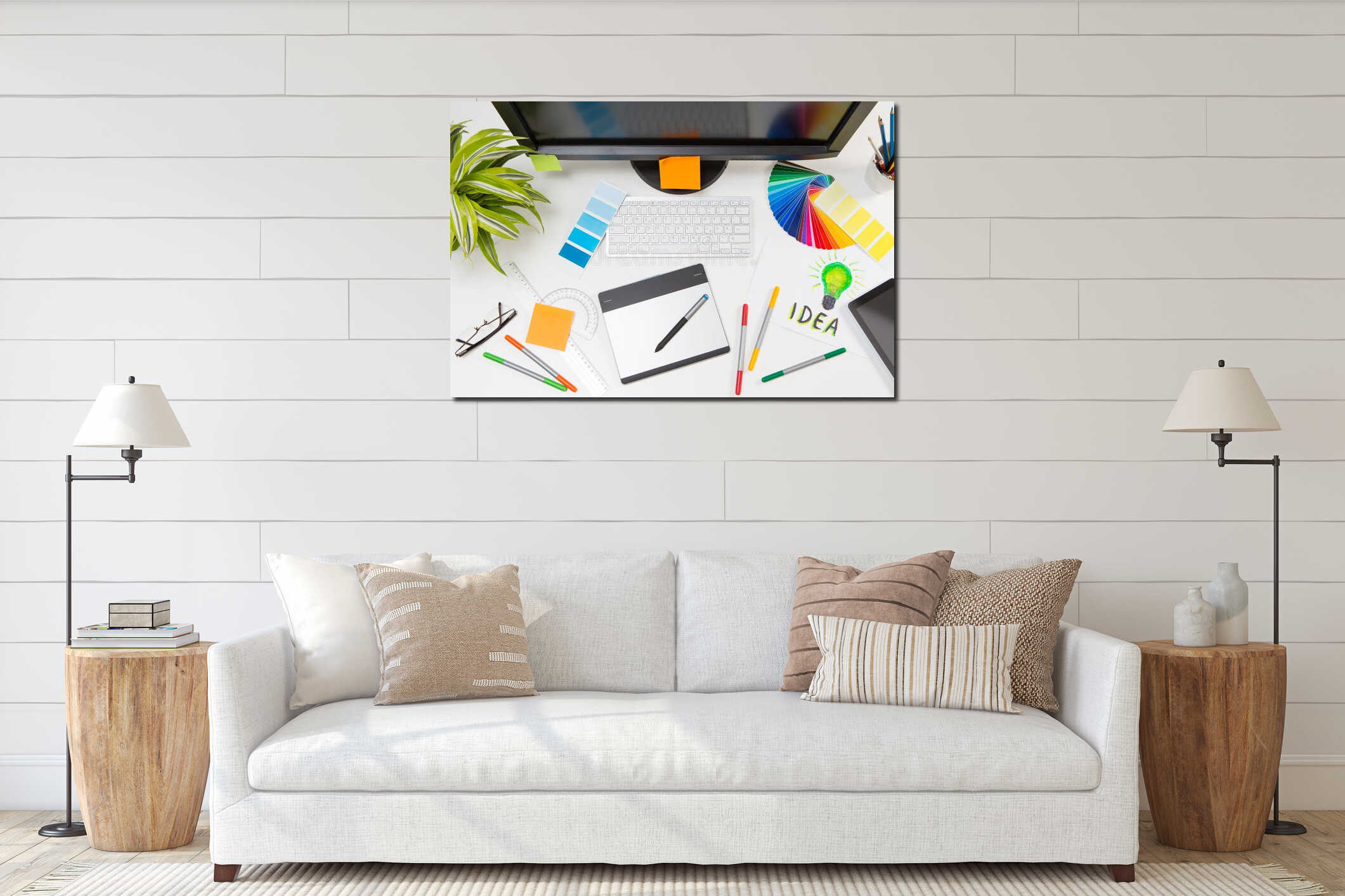 Canvas hanging interior mockup