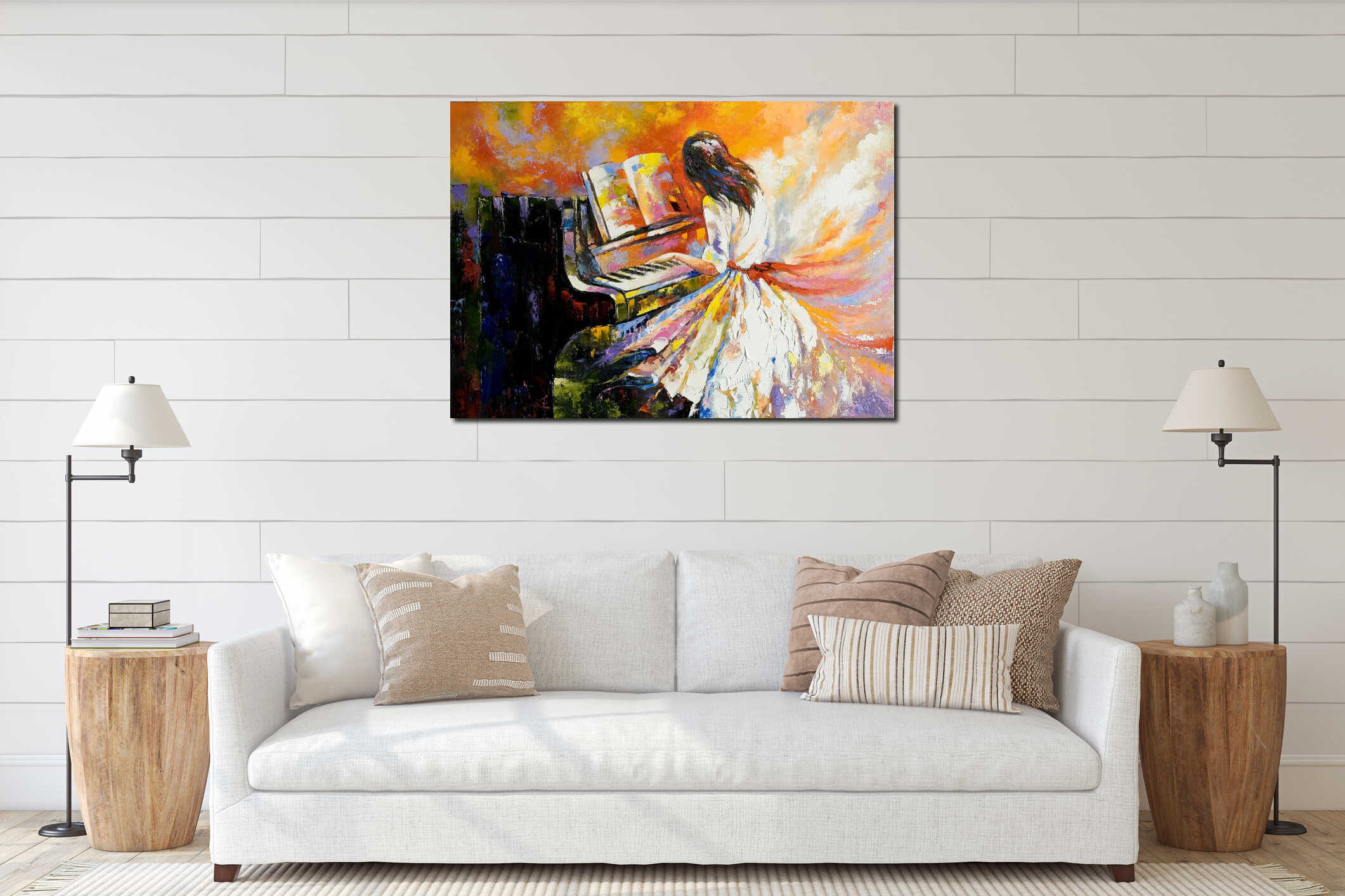 Canvas hanging interior mockup