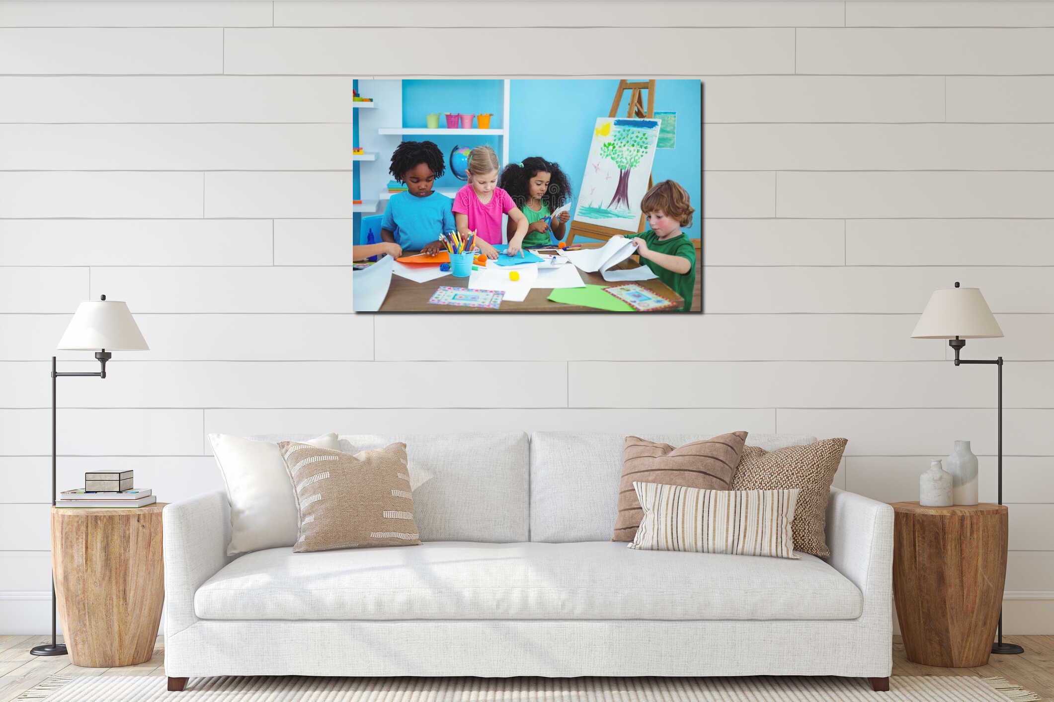 Canvas hanging interior mockup