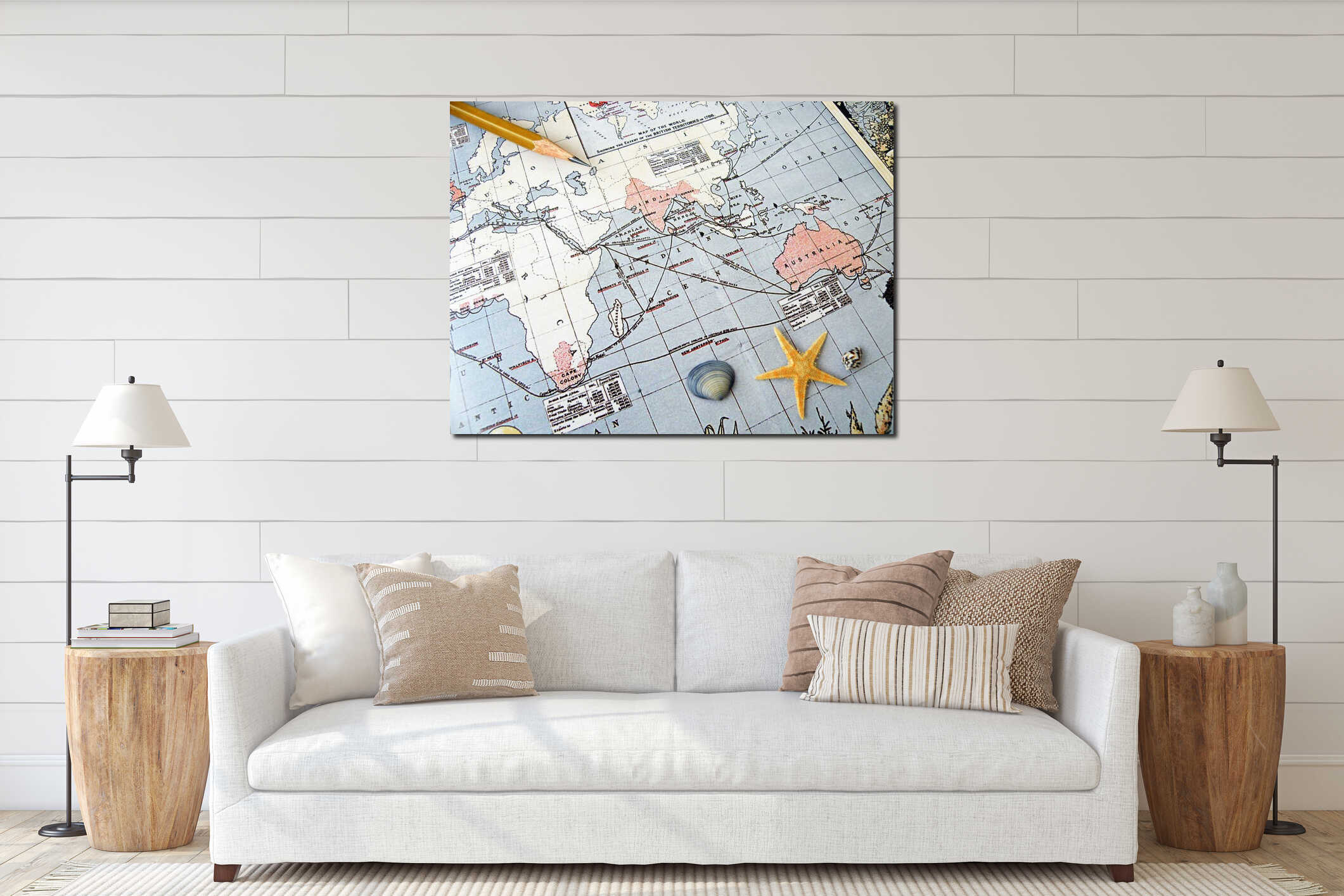 Canvas hanging interior mockup