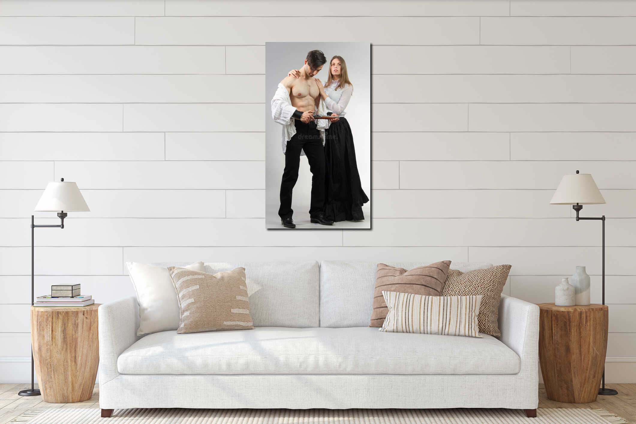 Canvas hanging interior mockup