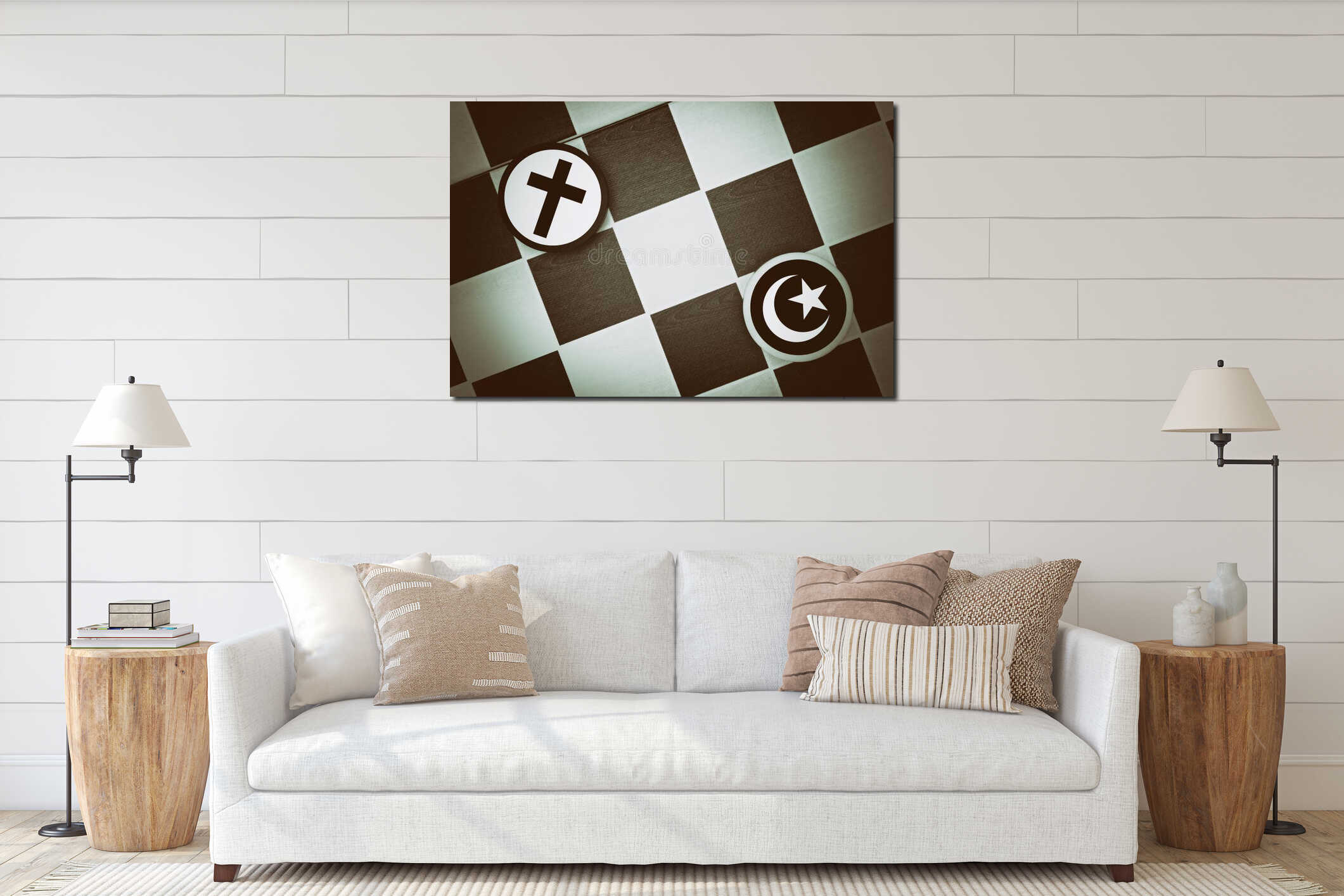 Canvas hanging interior mockup