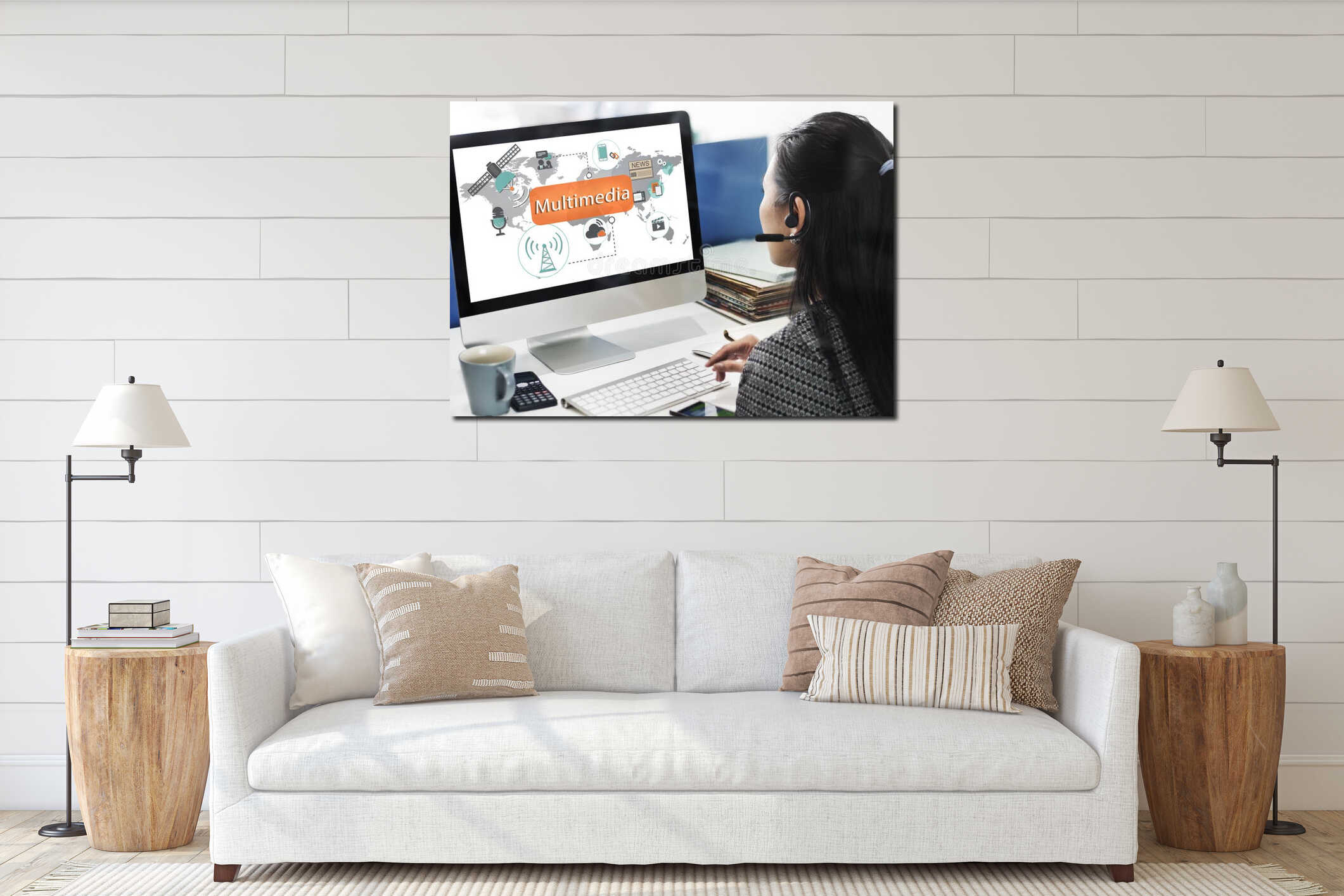 Canvas hanging interior mockup