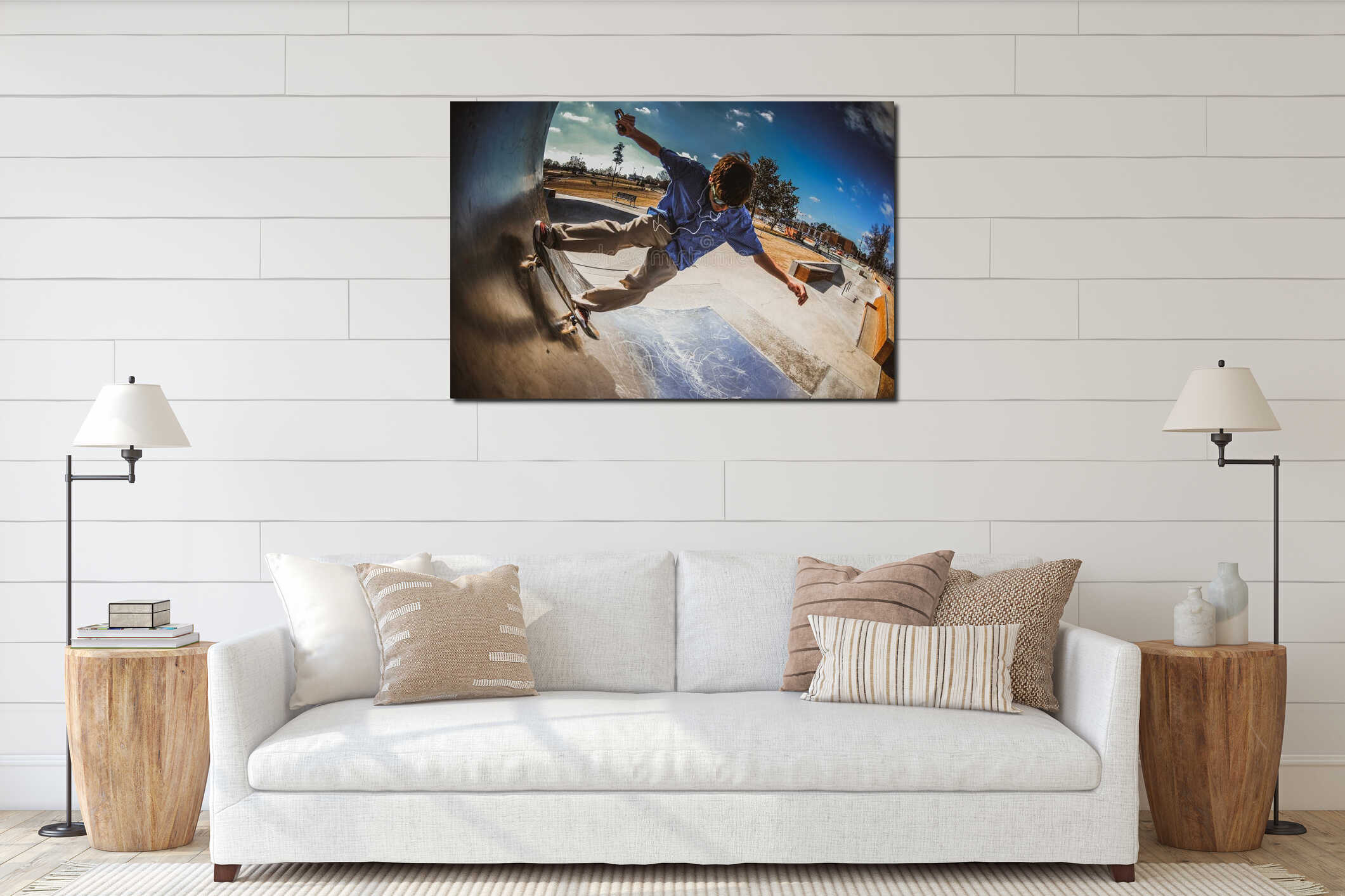 Canvas hanging interior mockup