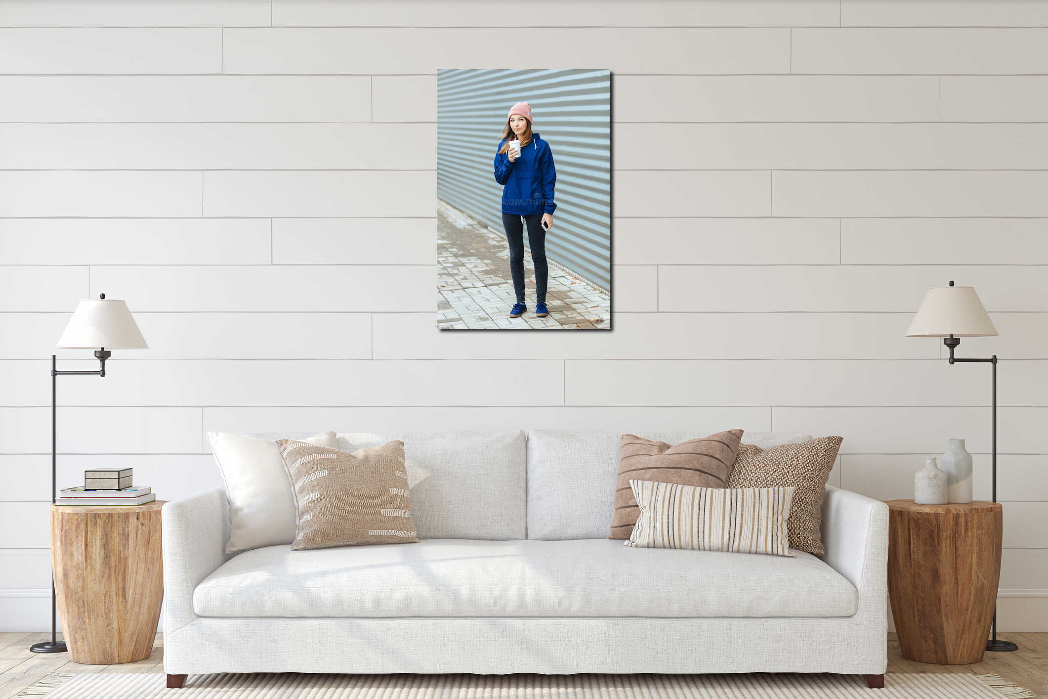 Canvas hanging interior mockup