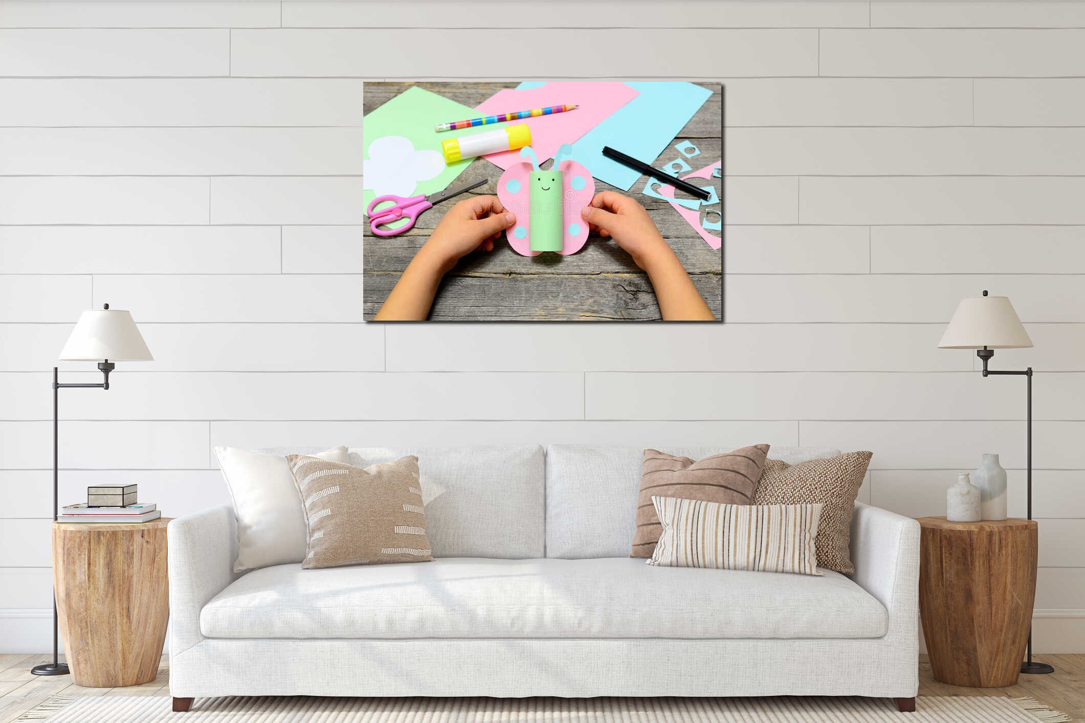 Canvas hanging interior mockup