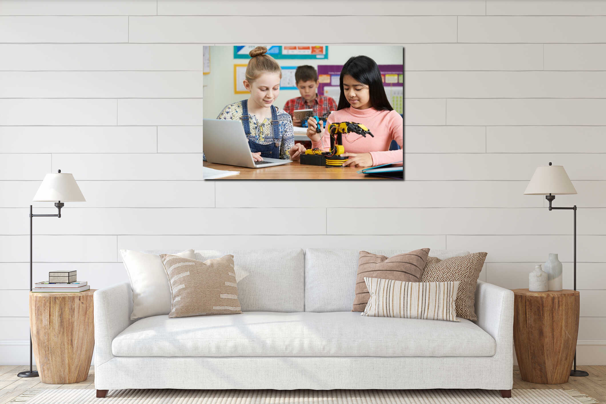 Canvas hanging interior mockup