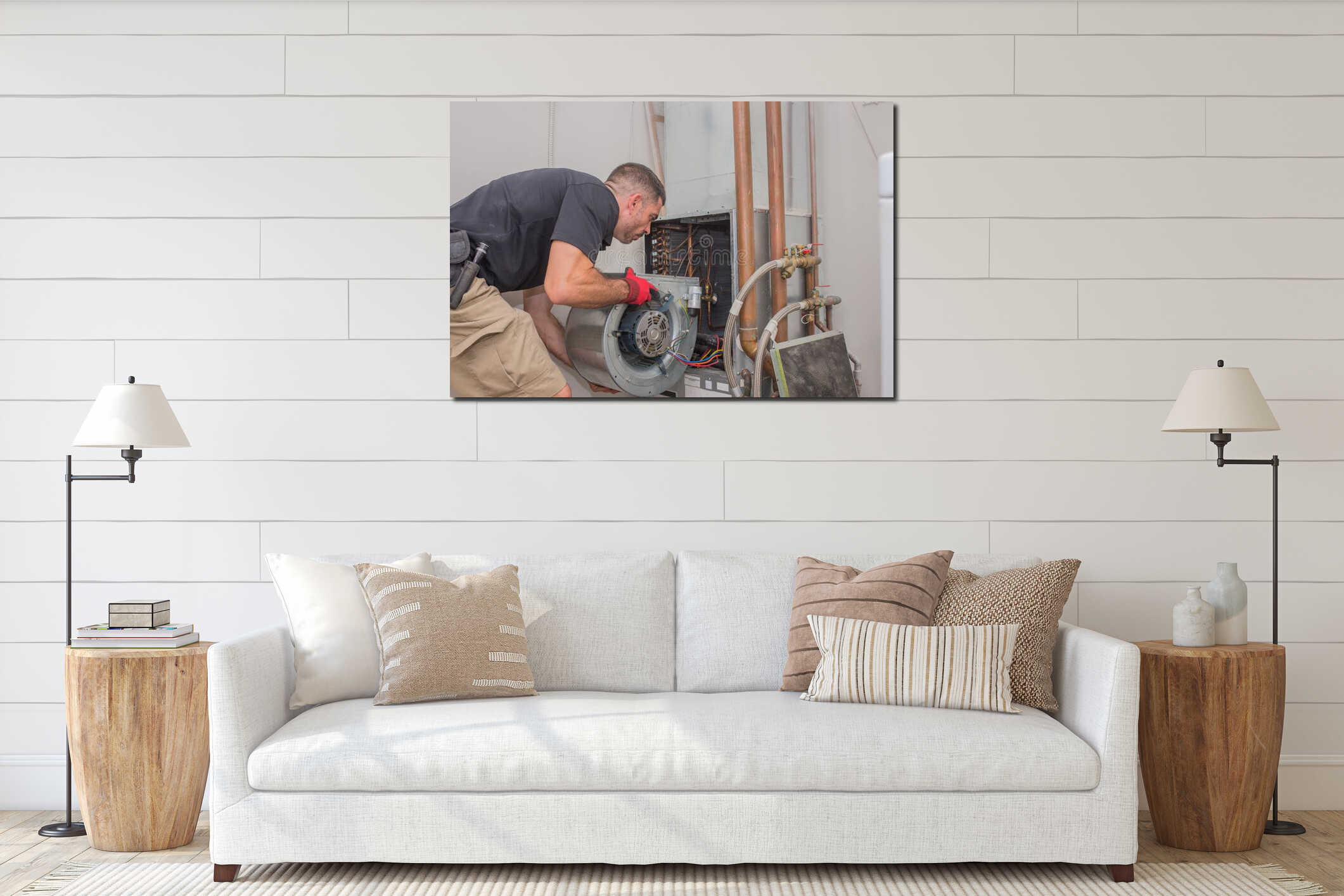 Canvas hanging interior mockup