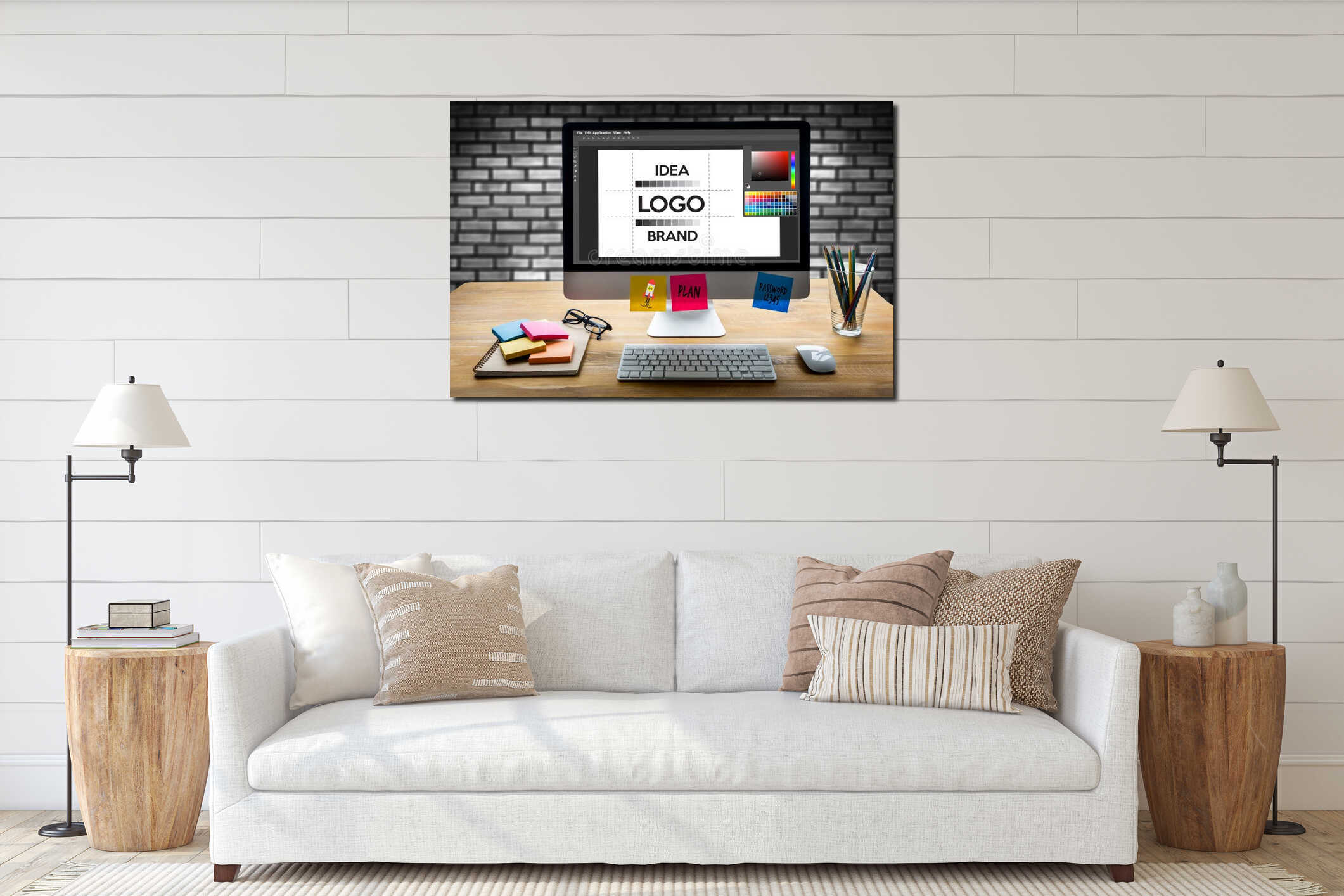 Canvas hanging interior mockup